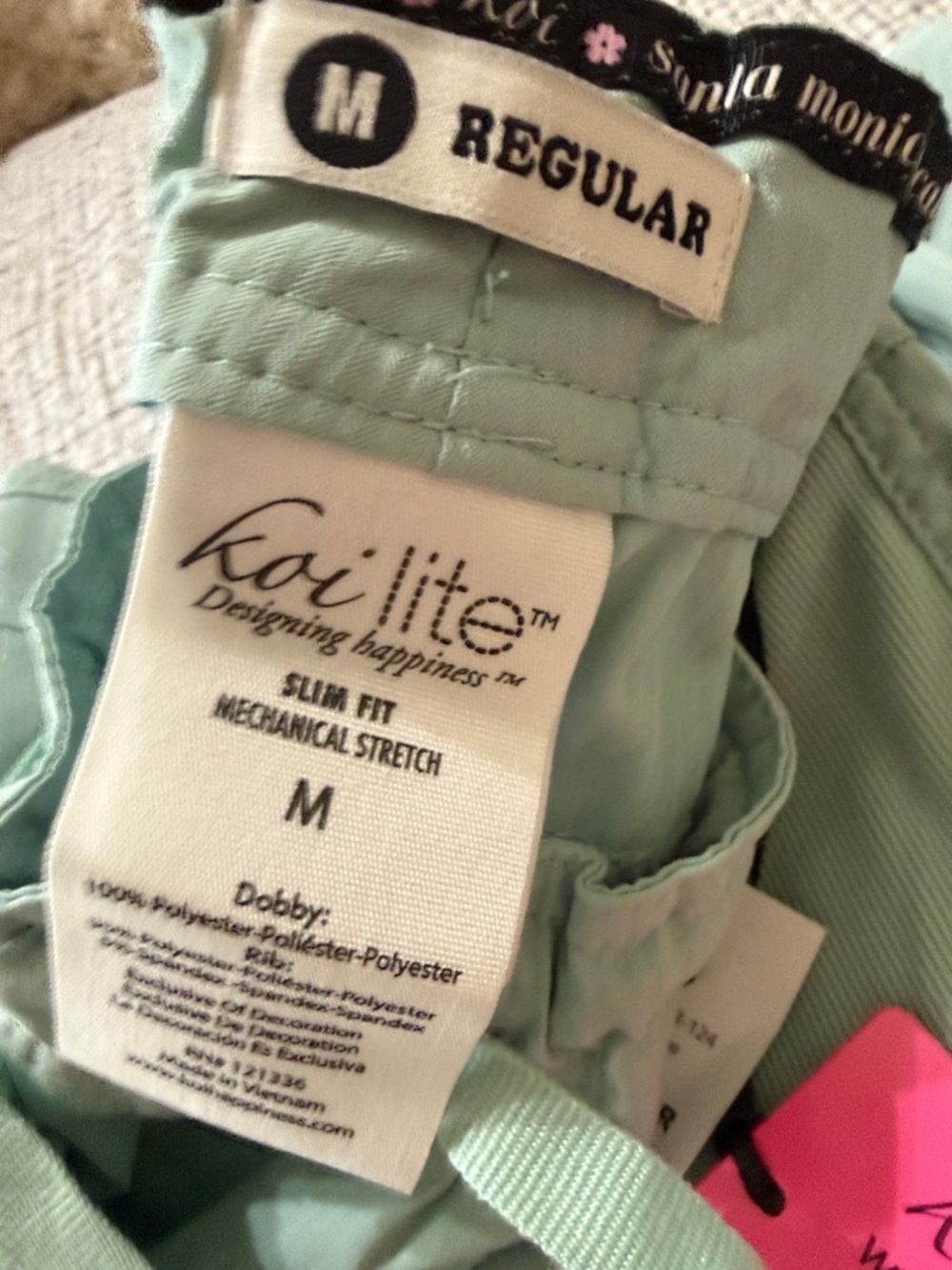 Koi Lite Women's V-Neck Scrub Top and Pant Set in Light Sage - Picture 4 of 4